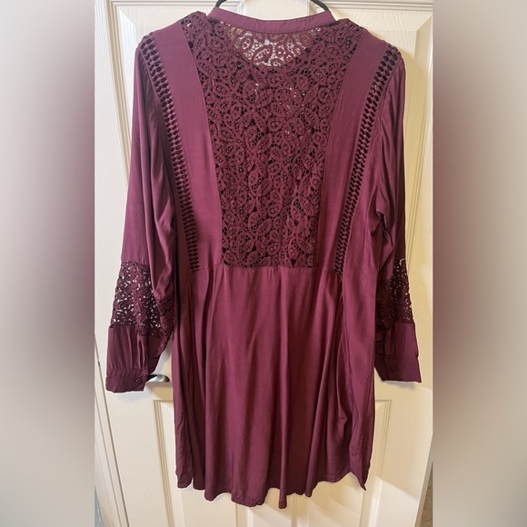 BURGUNDY Embroidered Dress - Picture 2 of 4